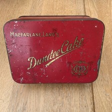 Vintage Macfarlane Lang’s Red & Gold Dundee Cake Tin Glasgow London H.M The King
