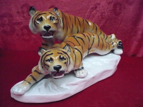 Vintage large porcelain tiger - vintage,