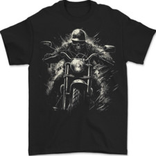 Skull Biker Motorcycle Motorbike Grim Reaper 19 Mens T-Shirt 100% Cotton