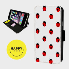 LADY BIRD LADY BUG PATTERN - Faux Leather Flip Phone Case Cover - iPhone/Samsung