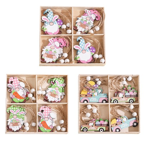 12pcs set easter rabbit wooden - easter,