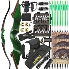 60" Recurve Bow Wooden Riser Takedown Bamboo Core Limbs 20-60lbs Archery Hunting