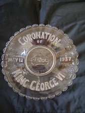 Vintage King George V1 1937 Pressed Glass Dish Royal Memorabilia