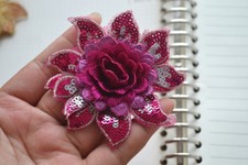 Embroidery Bridal Evening Dress Lace Applique Flower Beaded Costume DIY Trim 1PC