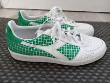 Men’s Diadora Borg Elite Used 80s 90s Casuals White/Green Trainers Size UK 11. 5