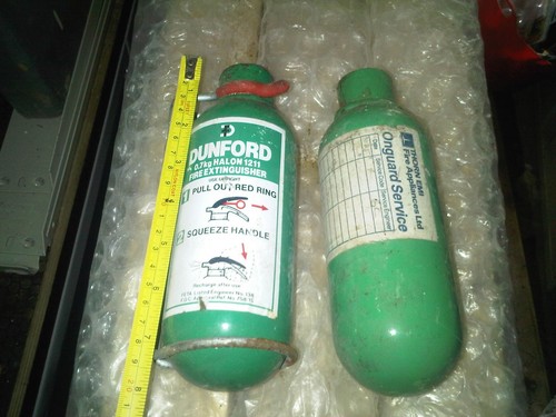 Empty halon fire extinguishers