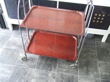 PLS READ DESC - Vintage Retro Chrome & Formica Folding Hostess Trolley ESSEX