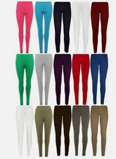 Women's Ladies Plain Viscose Stretchy Soft Leggings With Elasticated Waist