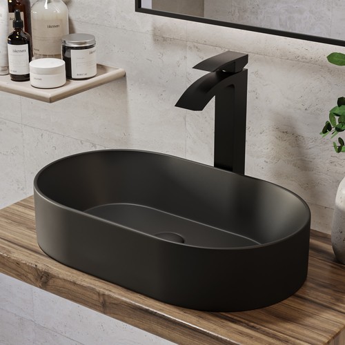 Matt black oval - oval, countertop