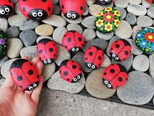 Garden decor, Hand painted rocks, Ladybird, Honey bee, Stone art, Paperweight