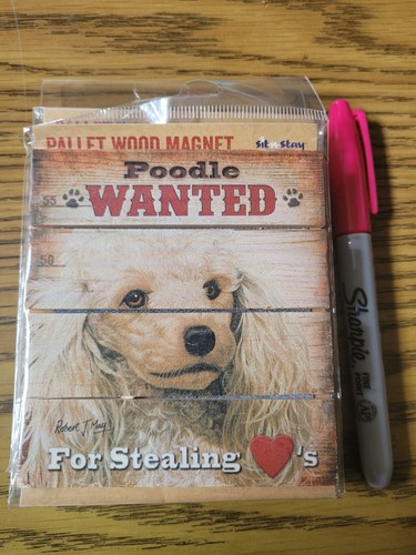 Pallet wood magnet new poodle - magnet,
