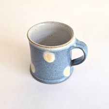 Espresso Cup with Dots — Studio Pottery — Blue & Cream (Coffee, Small)