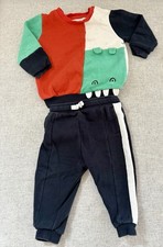Baby Toddler Boys Colourblock Jogging Bottoms Jumper Set, 9-12 Months, Good