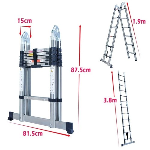 Aluminum telescopic ladder - aluminum,