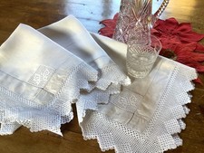 Vintage White Linen Tablecloth