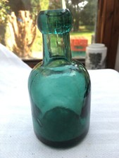 Scarce teal blue/green glass small dumpy seltzer soda mineral bottle c1870-1900