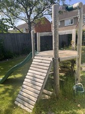 Kids Wooden Climbing Frame and Slide Plum Discovery Woodland Treehouse