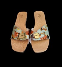 Dr.Scholl Wooden Sandals, Oriental Print Strap,  UK 7.5, EU41