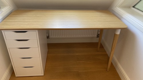 Wooden desk bamboo top - bamboo, five