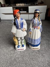 Pair 1960's Metaxa Italian LARGE PORCELAIN FIGURES (Empty) 18” mid century vgc