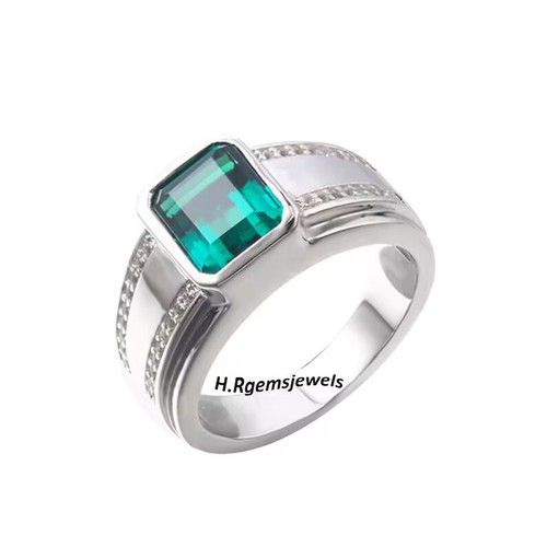 Mens emerald silver - , 925