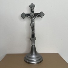 West German Crucifix Metal Religious Jesus Vintage 10 inch (M)