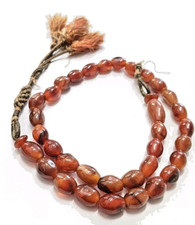 33-Bead Islamic Misbaha Tasbih – Vintage Hand-Cut Carnelian Agate Prayer Beads