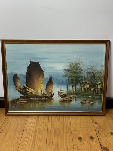 Vintage oil painting - painting, asian