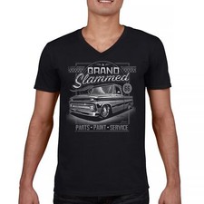 Grand Slammed Classic Pickup V-Neck T-shirt Hot Rod Custom Vintage Truck Tee
