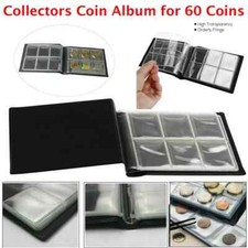 60 Coin Collection Album Coins Penny Money Storage Case Holder Folder Book UK