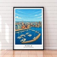 Poole Harbour Unframed Illustration Wall Art Coastal Town Print Artwork