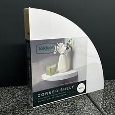LOKKEN MODERN WHITE CORNER SHELF DESIGNER WALL STORAGE DISPLAY UNIT 25CM
