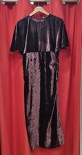 Ladies ZARA burgundy velvet midi dress UK14-16  CG H68