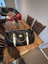 River Island Embossed Monogram Travel/Weekend Bag In Black Leather
