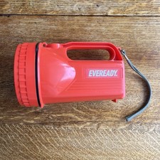 Vintage Eveready Large Red Torch Working with Strap Handle & New Battery