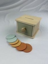 Wooden Coin Box with Drawer