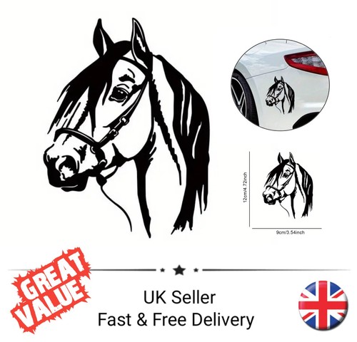 Black vinyl horse head sticker - black,