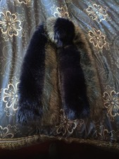 M&S Marks Spencer Faux Fur Stole Scarf Nevy Blue/Grey, Warm, Large