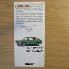FIAT 128 3P 1100 1300 Berlinetta UK Market Original Car Brochure Leaflet 1970s