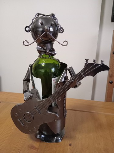 Guitarist metal wine bottle - guitarist,