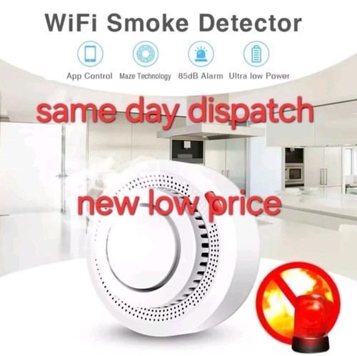 White tuya wifi smoke alarm - white,