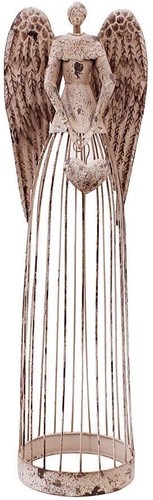 Antiqued metal garden angel - metal,
