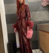 ZARA Burgundy Red Sequin Long