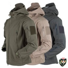 Mens Softshell Jacket Waterproof Warm Hooded Fleece Windproof Outdoor Coat