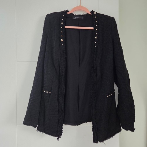 Zara black boucle jacket with - zara,
