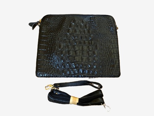 Black crocodile skin pattern - black,