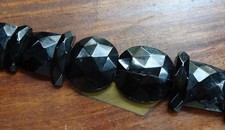 antique Victorian carved whitby jet panel bead choker necklace push clasp -167