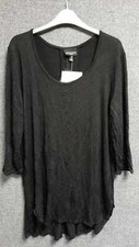 Antthony Designs Long Sleeve Shirttail Top Black UK Large LN102 KK 03