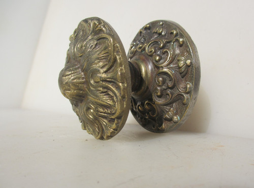 Antique brass door handle - door,
