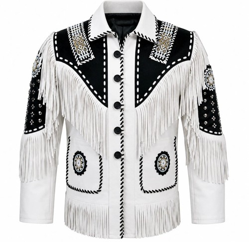 Men western leather fringe - western,